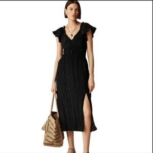 J Crew Palermo dress in viscose-blend crinkle CK800 NWT Black Size L